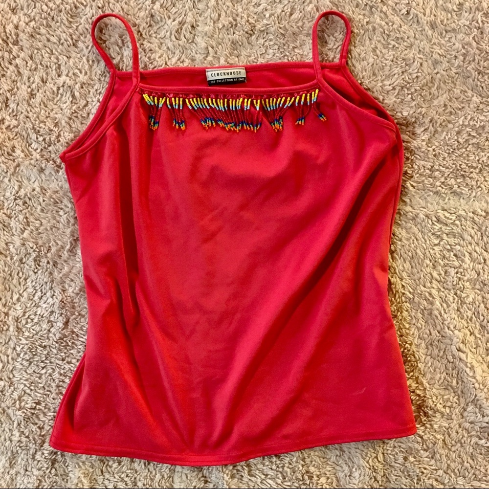 Vintage -Clockhouse tank with bead fringe detail